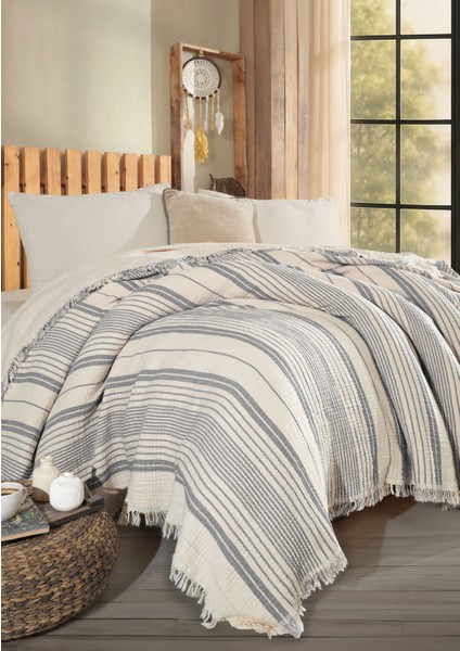 Çizgili, Çift Kişilik 4 Kat Müslin Yatak Örtüsü, Koltuk Örtüsü, Battaniye, Tv Battaniyesi fiyatları