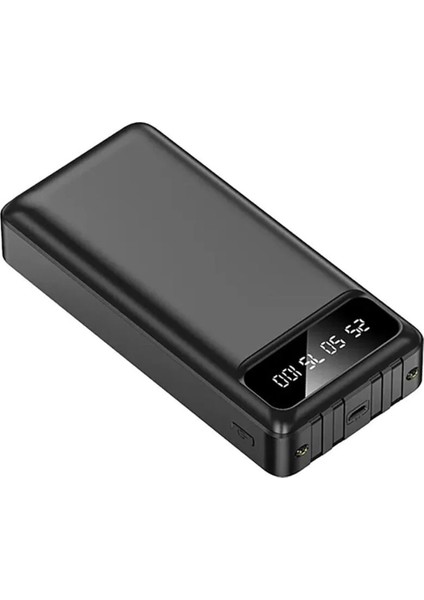 30000 Mah Kendinden Kablolu Powerbank Dijital Göstergeli LED Fener Hızlı Şarj Taşınabilir Şarj Cihazı