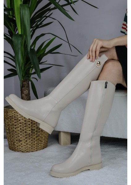 Kadın Milano Diz Boyu Çizme Krem fiyatları