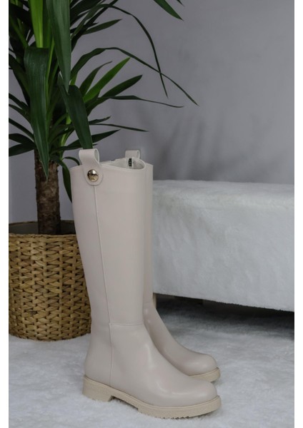 Kadın Milano Diz Boyu Çizme Krem fırsatları