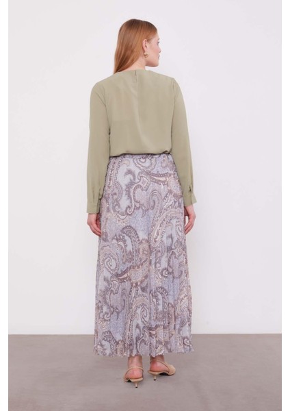 Gri Etnik Desen Piliseli Etek fırsatları