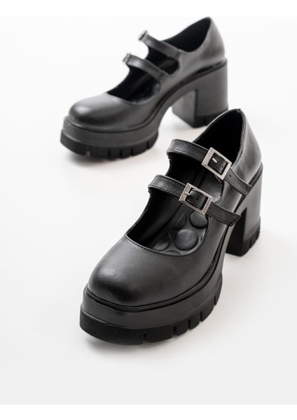 Kadın Samba Iki Baletli 8 cm Topuklu Platformlu Ayakkabı Siyah modelleri