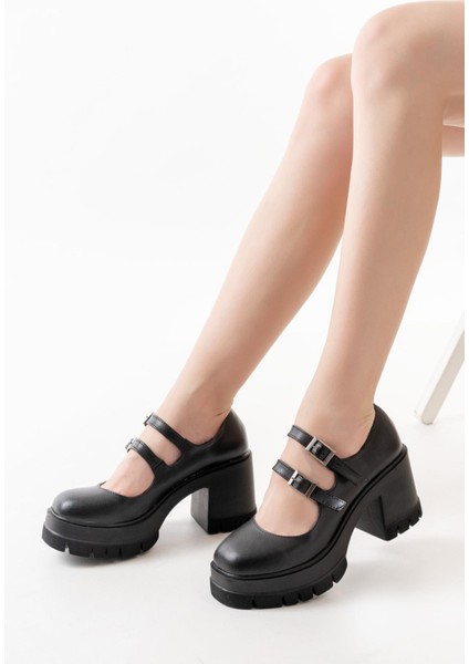 Kadın Samba Iki Baletli 8 cm Topuklu Platformlu Ayakkabı Siyah fırsatları