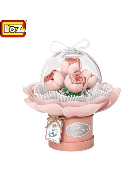 Buğz LZ-1298 Loz Ledli Pembe Gül Buketi 285 Parça Block Oyuncak