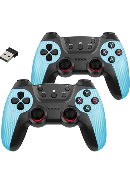 Çiftli 2.4g Kablosuz Oyun Kolu Pc Uyumlu Pilli Joystick Wireless Gamepad Hassas Trigger Kaymaz Tasarım Çiftli G2.4g (Turkuaz)