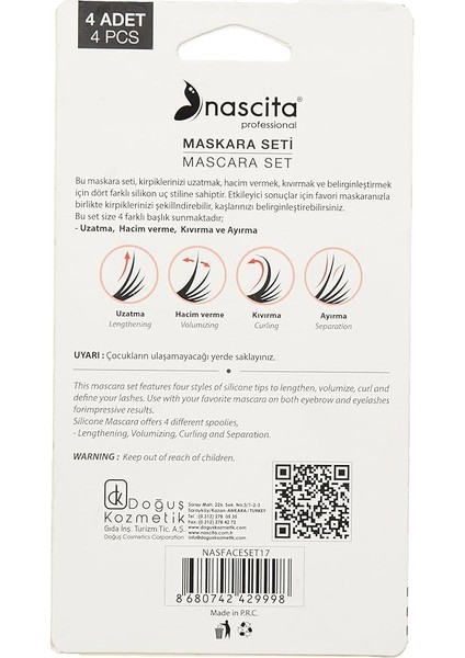 4'lü Silikon Tasarım Maskara ve Kaş Şekillendirme Fırçası modelleri