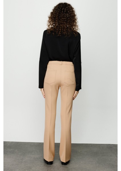 Kadın Ispanyol Paça Pantolon-Camel modelleri