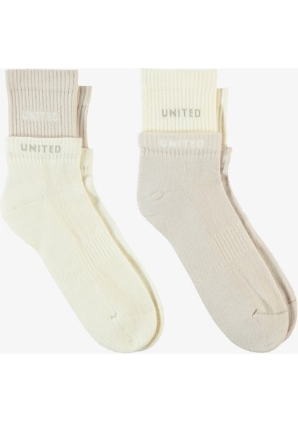 Unıted4 Street Unisex Krem 2'li Çorap