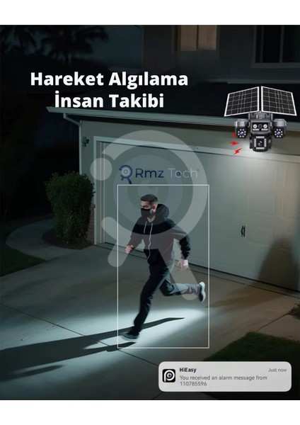 4 Kameralı 8mp E-Sim Çift Solar Panel | 4g Aov Ptz Kamera | Gece Renkli Görüş | Hieasy Ztech Z7 Plus fiyatları