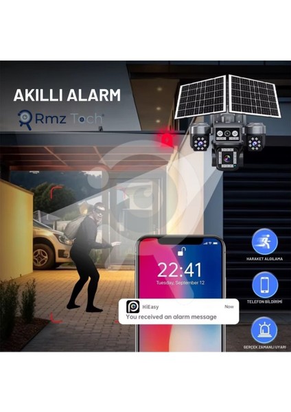 4 Kameralı 8mp E-Sim Çift Solar Panel | 4g Aov Ptz Kamera | Gece Renkli Görüş | Hieasy Ztech Z7 Plus indirimleri