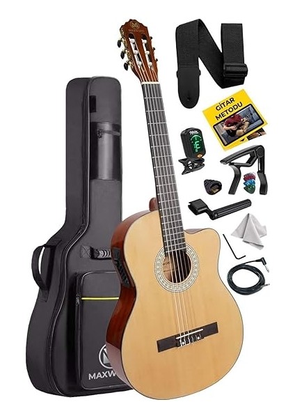 X50-EQ-AMP Profesyonel Masif Ağaç Amfili Elektro Klasik Gitar Seti Üst Segment fırsatları