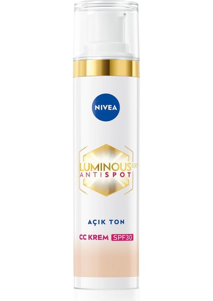 Nıvea LUMINOUS630 Leke Karşıtı Krem cc Fluid SPF30 Light 40ML fiyatları