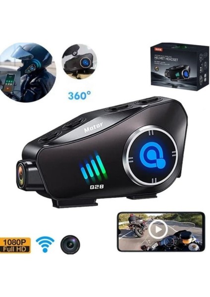 Q28-2X Motosiklet Kaskı Için Bluetooth Interkom ve 1080P Hd Kamera | Su Geçirmez indirimleri