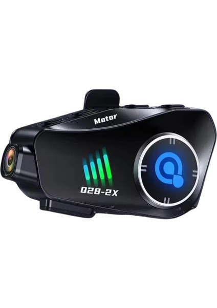 Q28-2X Motosiklet Kaskı Için Bluetooth Interkom ve 1080P Hd Kamera | Su Geçirmez