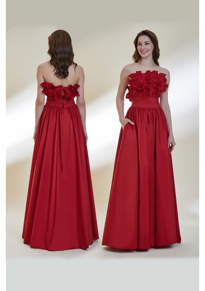 Abiye Elbise 9058-KIRMIZI