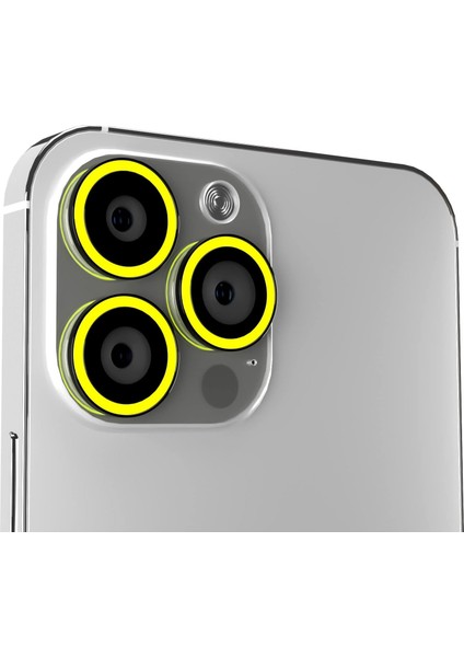 Iphone 11 Serisi / 12 Serisi / 13 Serisi Tüm Modelleri Için Uyumlu Karanlıkta Parlayan Fosforlu Kamera Lens (3&apos;lü Set) (11/11 Pro / 11 Pro Max / 12/12 Mini, Sarı)