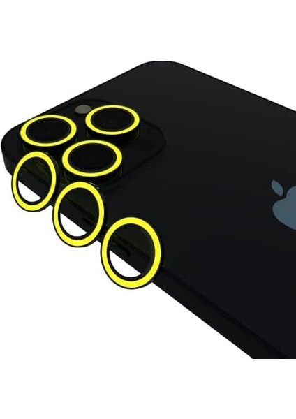 Iphone 11 Serisi / 12 Serisi / 13 Serisi Tüm Modelleri Için Uyumlu Karanlıkta Parlayan Fosforlu Kamera Lens (3&apos;lü Set) (11/11 Pro / 11 Pro Max / 12/12 Mini, Sarı) modelleri