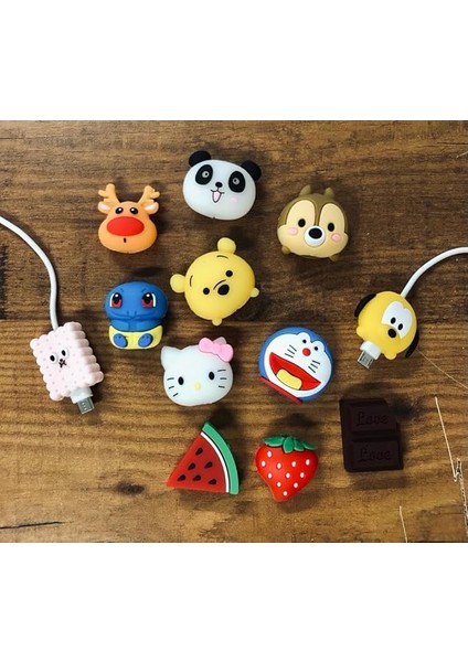 Silikon Koruyucu Iphone Samsung Huawei Kablo Koruyucu - Şarj Aleti Kulaklık Için 4'lü Set