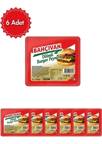 Dilimli Burger Peyniri 200 gr x 6 Adet – Tam Yağlı, Pratik Kullanım, Mükemmel Erime