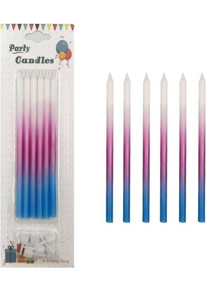 Mavi Pembe Tonları 6'lı Parti Mumu