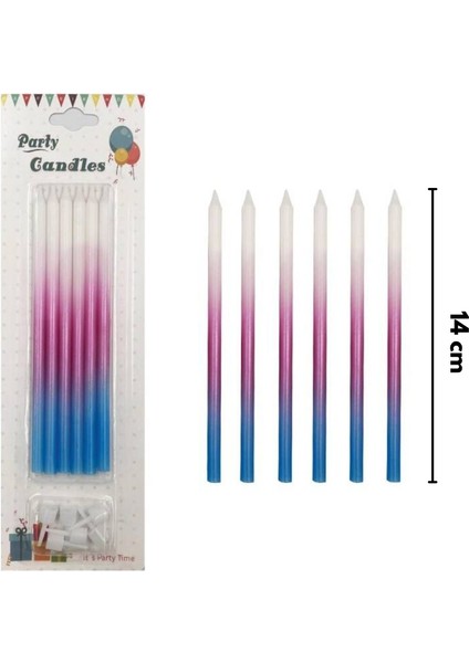 Mavi Pembe Tonları 6'lı Parti Mumu fiyatları