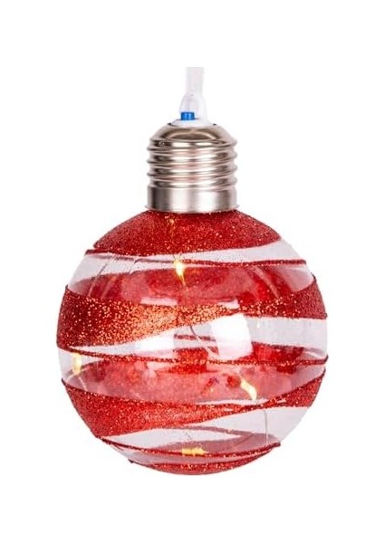 Yılbaşı Topu Ampul LED Işıklı Simli Kırmızı 2&apos;li Paket 7 Cm. fiyatları