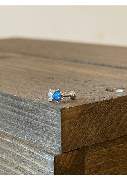 925 Ayar Gümüş Opal Ayı Kıkırdak Helix Tragus Piercingi Gümüş Piercing fiyatları