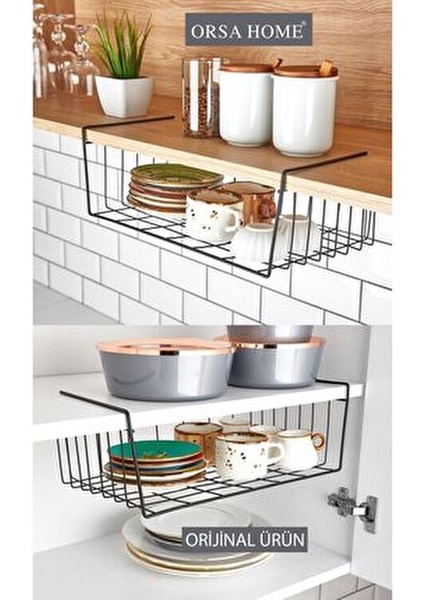 Kanguru Raf Mat Siyah 24x38 cm Mutfak ve Banyo İçin Pratik Depolama Çözümü