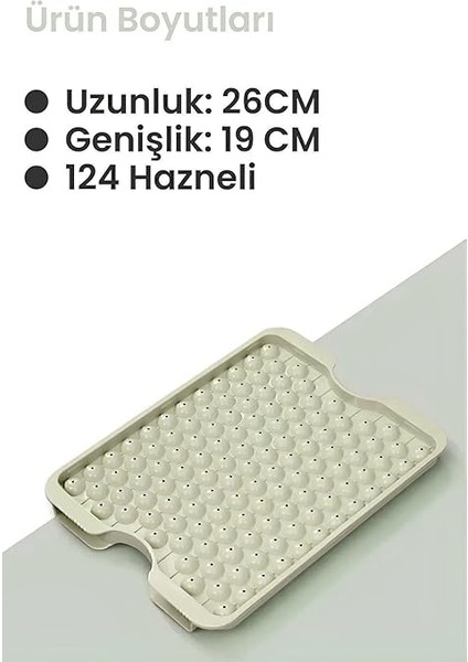 Pumo Vanilya 124 Bölmeli Kapaklı Küre Buz Kalıbı Dondurma Kalıbı Buz Saklama Kabı Sunumluk VLT1476 modelleri