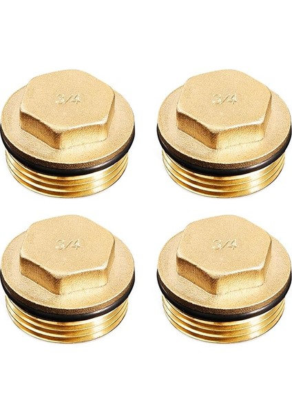 Adet Pirinç Tıpa, 3/4 Inç Dış Dişli Kilit Tapası, Boru Uç Kapağı Lastik Halkalı Kör Tapa, Isıtıcı, Radyatör, Dağıtıcı, Su Boruları ve Içme Suyu Sistemi Için Uygun