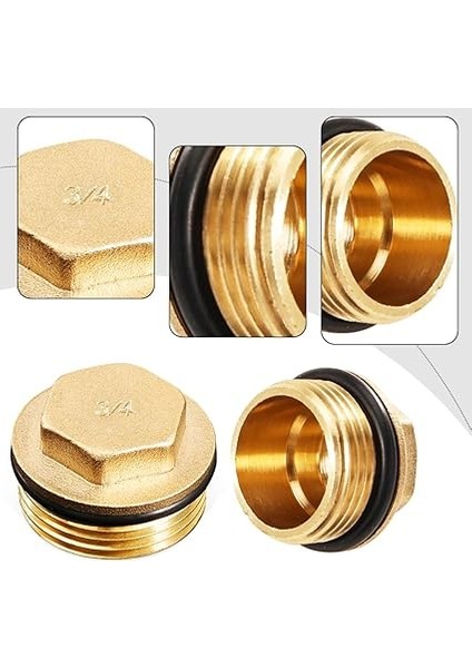 Adet Pirinç Tıpa, 3/4 Inç Dış Dişli Kilit Tapası, Boru Uç Kapağı Lastik Halkalı Kör Tapa, Isıtıcı, Radyatör, Dağıtıcı, Su Boruları ve Içme Suyu Sistemi Için Uygun modelleri