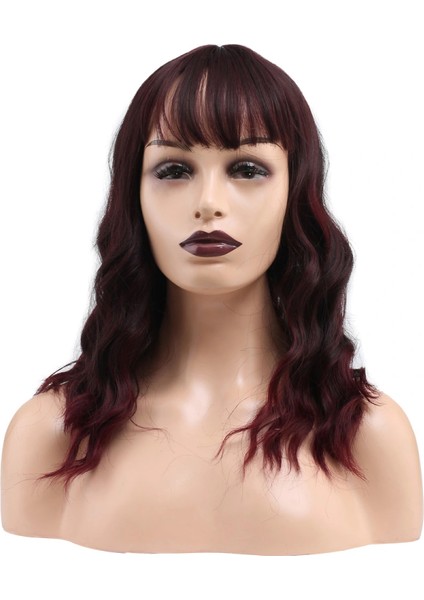 Dalgalı Kısa Perçemli Fiber Sentetik Peruk - Kızıl Kahve fiyatları