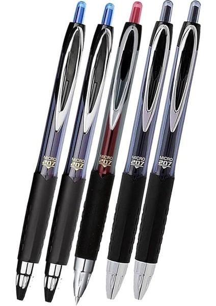 Siyah Kırmızı Pilot Kalem 5 Adet Uniball Signo Micro 207 0.5 mm Roller Uç Kalem UMN-207 Inci Uçlu Likit Mürekkepli
