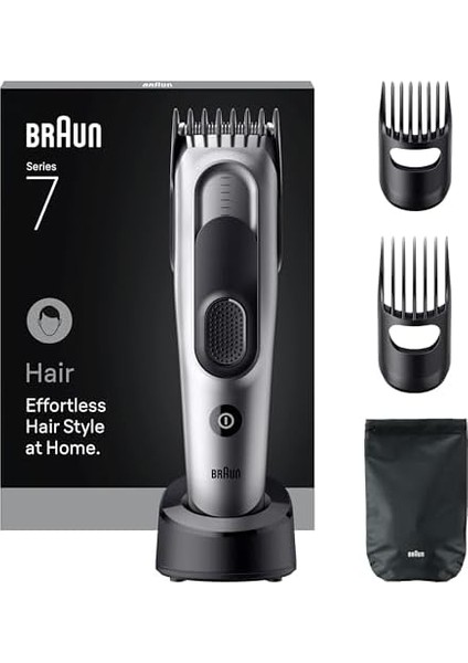 Braun Saç Kesme Makinesi Series 7, +5 Aksesuar, Ömür Boyu Keskin Bıçak, 17 Uzunluk, HC7590