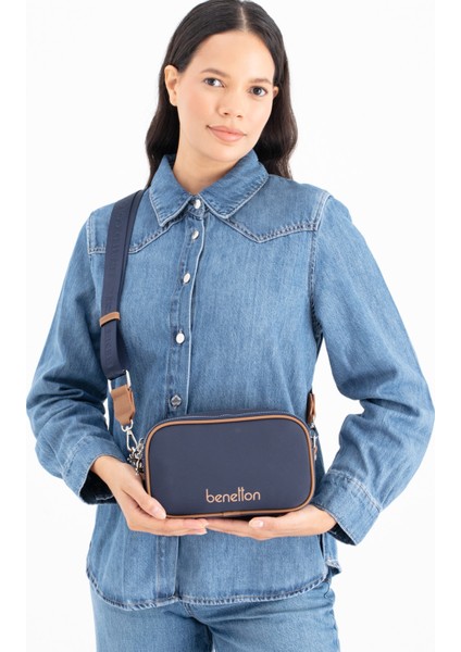Benetton Kadın Kol Çantası Lacivert-Camel BNT1682 fiyatları