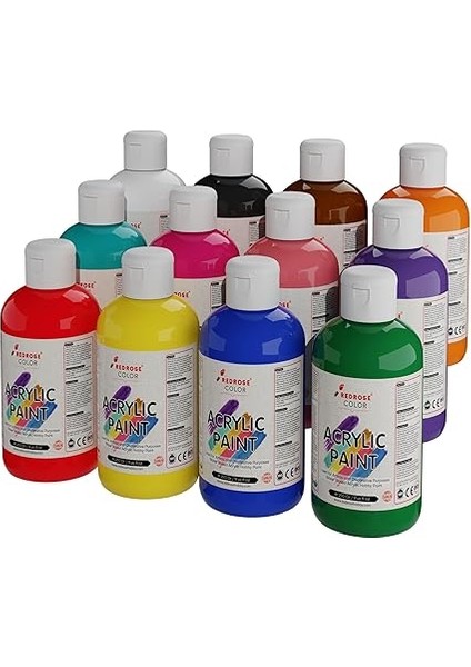 Rose Tüm Renkler Akrilik Boya 12'li Set 12X250 gr fiyatları
