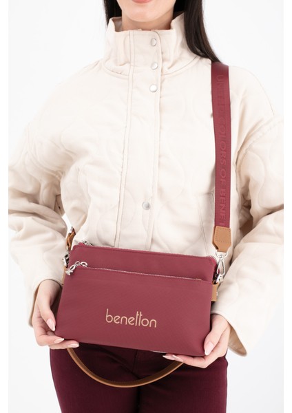 Benetton Kadın Çapraz Çanta Bordo - Camel BNT1667