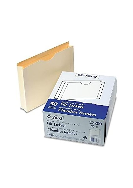 Dosya Ceketleri, Mektup Boyutu, Manila, 2" Genişletme, Başparmak Kesimli Güçlendirilmiş Düz Kesim Sekmeler, Kutu Başına 50 (22200EE), Bej fiyatları