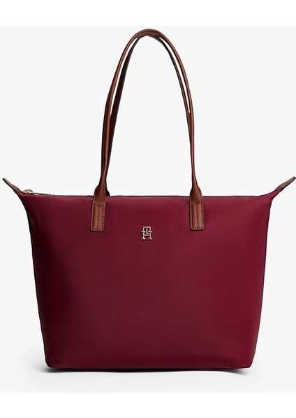 Kadın Popette Monogram Omuz Çantası - Bordo