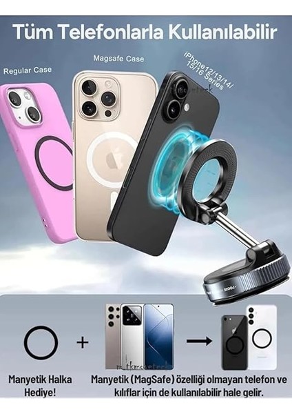 Dönebilen Ayarlanabilir Araç İçi Tutucu K007 Magsafe Telefon Tutucu Vakumlu Manyetik Tasarım modelleri