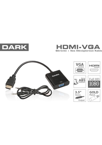 Dk Hd Ahdmıxvga HDMI To VGA ve Ses Aktif Dijital-Analog Dönüştürücüsü
