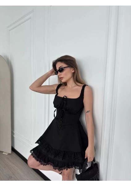 Mini Askılı Elbise - Siyah modelleri