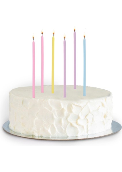 Çok Renkli 6'lı Makaron Parti Mumu