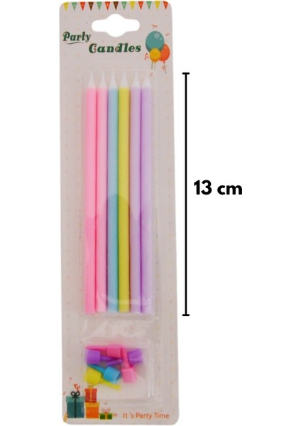 Çok Renkli 6'lı Makaron Parti Mumu modelleri