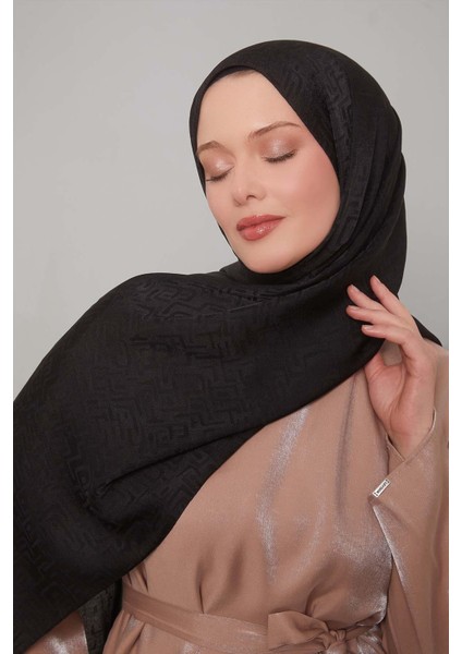 Siyah Kiril Desen Jakarlı Janjan Şal fiyatları