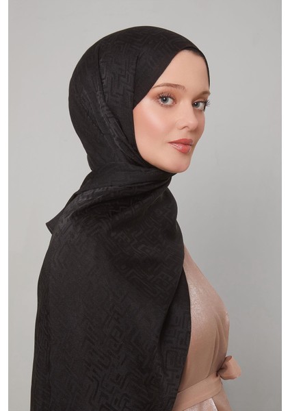 Siyah Kiril Desen Jakarlı Janjan Şal modelleri