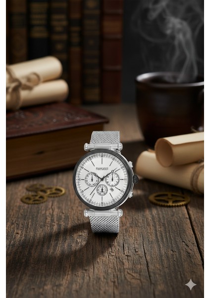 Ferucci Ferrucci Erkek Kol Saati Gümüş ve Siyah Renk, Gümüş Kadran - Şık Metal Kordon, 2 Yıl Garantili fiyatları