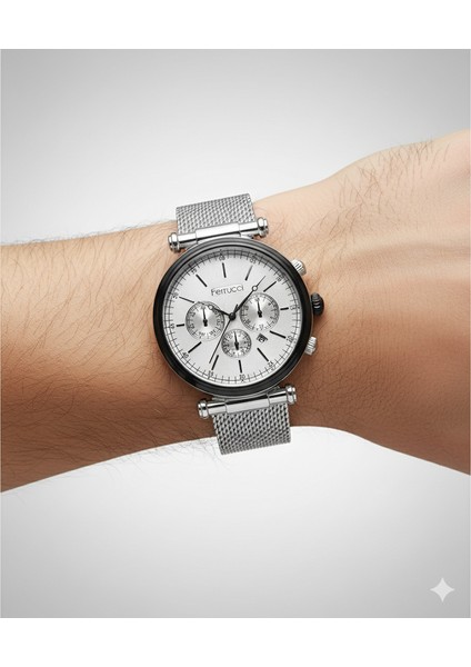 Ferucci Ferrucci Erkek Kol Saati Gümüş ve Siyah Renk, Gümüş Kadran - Şık Metal Kordon, 2 Yıl Garantili modelleri