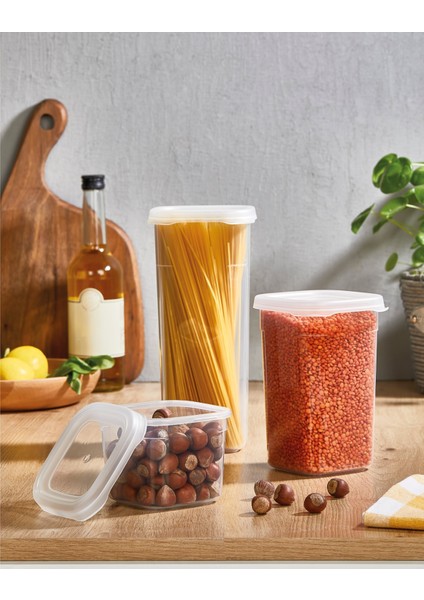 3’lü Saklama Kabı Seti (0,6 Lt + 1,2 Lt + 1,75 Lt) – Şeffaf Kapaklı Erzak ve Gıda Düzenleme Kutusu