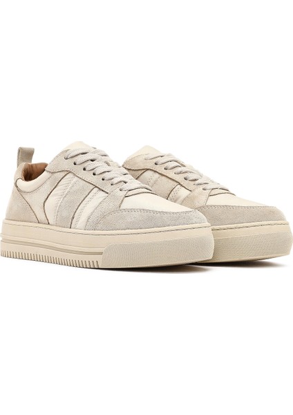 Kadın Bej Bağcıklı Kalın Tabanlı Desenli Deri Sneaker 25AFD142114 modelleri